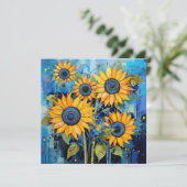 ひまわり花ワイルドフラワーミックスメディアデザイン 招待状 (スタンド正面)