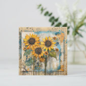 ひまわり花ワイルドフラワーミックスメディアデザイン 招待状 (スタンド正面)