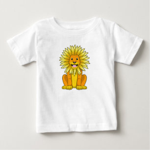 ひまわり花付きライオン ベビーTシャツ