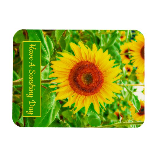 ひまわり花国イエローグリーンブライトフローラ マグネット (横)