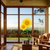 ひまわり花大窓にしがみつく ウィンドウサイン