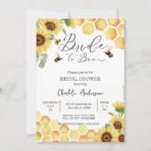 ひまわり花嫁とビー素朴ブライダル結婚ズ 招待状 (正面)