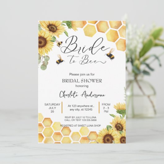 ひまわり花嫁とビー素朴ブライダル結婚ズ 招待状 (スタンド正面)