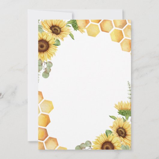 ひまわり花嫁とビー素朴ブライダル結婚ズ 招待状 (裏面)