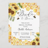 ひまわり花嫁とビー素朴ブライダル結婚ズ 招待状 (正面/裏面)