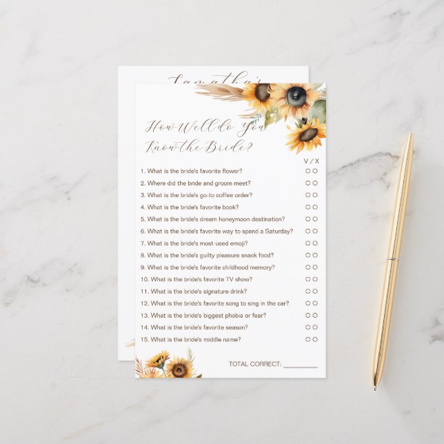 ひまわり花嫁の試合をあなたがどれくらい知っているか (正面/裏面インサイチュ)