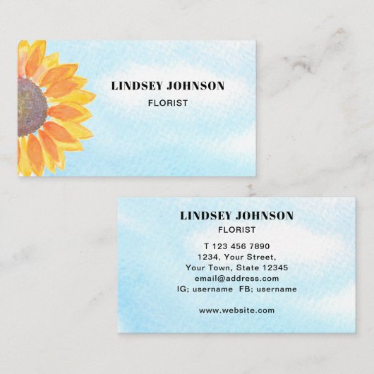 ひまわり花屋 名刺 (正面/裏面)