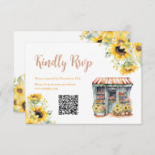 ひまわり花市場ブライダルシャワーQR Rsvpカード サンキューカード (正面/裏面)