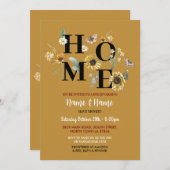 ひまわり花引っ越し祝いパーティーマスタードパーティー 招待状 (正面/裏面)