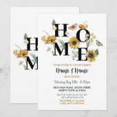 ひまわり花引っ越し祝いパーティー春グリーンパーティー 招待状 (正面/裏面)