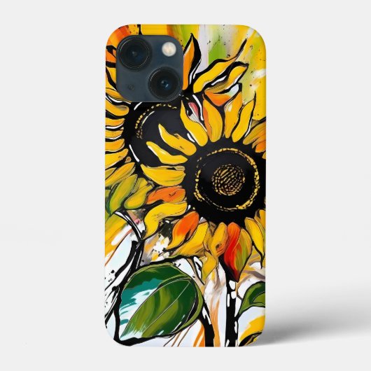 ひまわり花抽象芸術フローラ Case-Mate iPhoneケース (裏面)