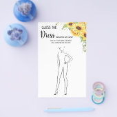 ひまわり花推測ドレスブライダルシャワーゲームカード チラシ (シングル)