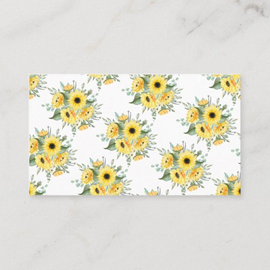 ひまわり花数キスブライダルシャワーゲームカード プレイスカード (裏面)