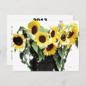 ひまわり花束カレンダーカード ポストカード (正面/裏面)