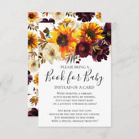 ひまわり花束フローラベビーシャワーベビー本 招待状 (正面/裏面)