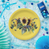 ひまわり花束 ペーパープレート (パーティー)