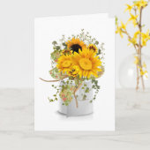 ひまわり花束inトイレ紙転が誕生日 カード (黄色い花)