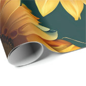 ひまわり花柄デザインプレゼント ラッピングペーパー (ロールコーナー)