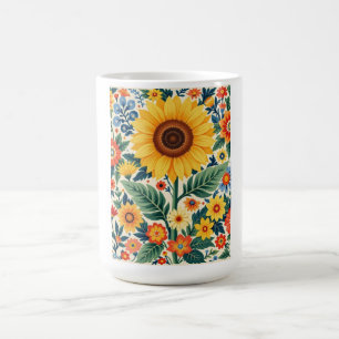 ひまわり花柄マグ コーヒーマグカップ
