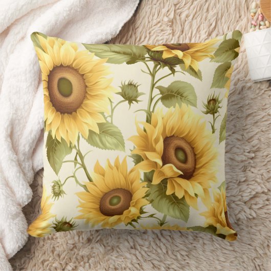 ひまわり花柄 クッション (ブランケット)
