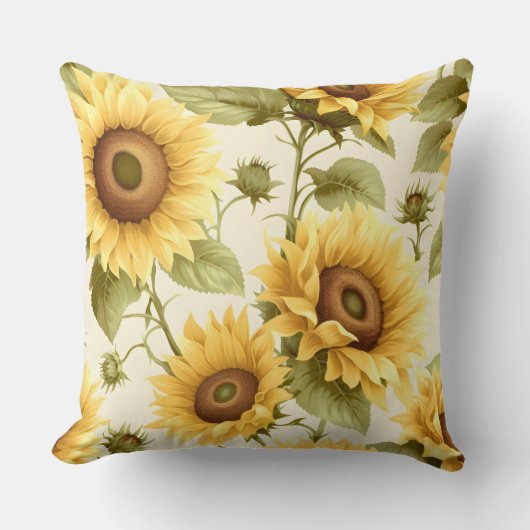 ひまわり花柄 クッション (正面)