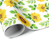 ひまわり花植物柄ガーデンフローラパーティー ラッピングペーパー (ロールコーナー)