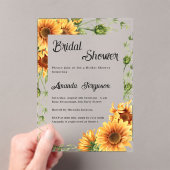 ひまわり花模様澄んブライダルシャワー アクリル招待状 (インサイチュ (ポータブル))