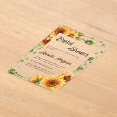 ひまわり花模様澄んブライダルシャワー アクリル招待状 (レイダウン)