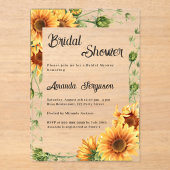 ひまわり花模様澄んブライダルシャワー アクリル招待状 (正面)