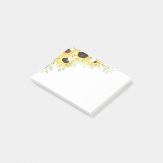 ひまわり花水彩フラワーイエローフローラ ポストイット (アングル)