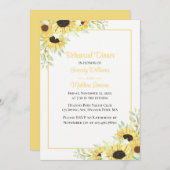 ひまわり花水色フローラリハーサルディナーインヴィ 招待状 (正面/裏面)