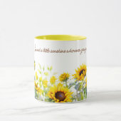 ひまわり花水色プリント旅行コーヒーマグ マグカップ (中央)