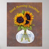 ひまわり花瓶おはようサンシャインポスター ポスター (正面)
