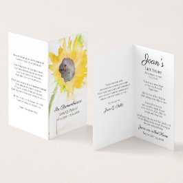ひまわり花瓶水彩葬儀記念祈りの言葉 名刺