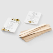 ひまわり花白い花緑の結婚式 プログラム ハンドファン (組立なし)