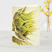 ひまわり花緑プロファイルアートノートカード カード (黄色い花)