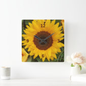ひまわり花花の写真時計 スクエア壁時計 (ホーム)