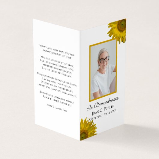 ひまわり花葬祭記念祈りの言葉 名刺 (外部)