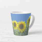 ひまわり花顧客の背景色ラテマグカップ カフェラテマグ (右アングル)