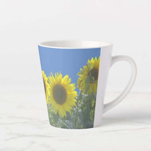 ひまわり花顧客の背景色ラテマグカップ カフェラテマグ (右)