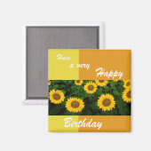 ひまわり花 – ハッピーバースデー磁石 マグネット (正面/裏面)