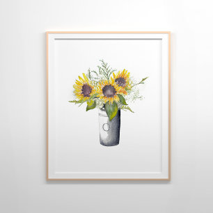 ひまわり花Still Life Water 絵を描 color's ポスター