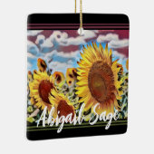 ひまわり芸術的のパーソナライズの分野クリスマス セラミックオーナメント (右)