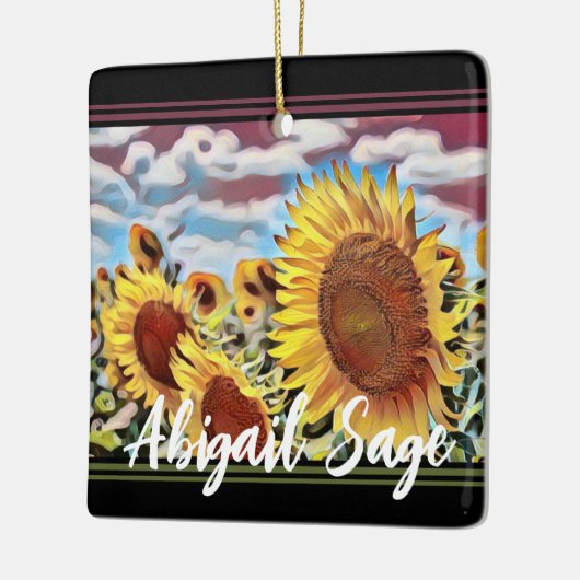 ひまわり芸術的のパーソナライズの分野クリスマス セラミックオーナメント (左)