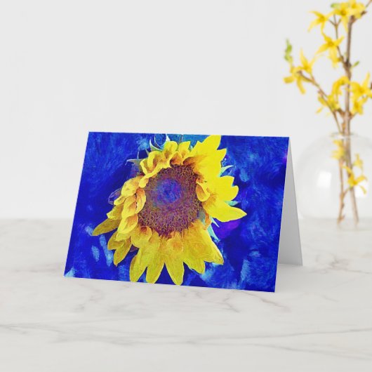 ひまわり芸術的鮮やかな色アートノートカード カード (黄色い花)