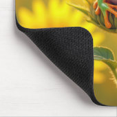 ひまわり芽に麦藁帽子をかぶったカエル マウスパッド (コーナー)