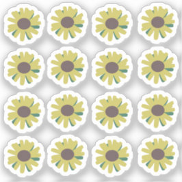 ひまわり芽ボタニカルフローライラストレーション シール