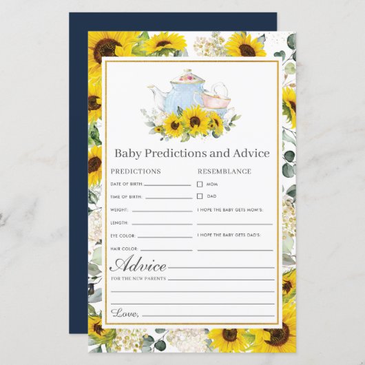 ひまわり茶パーティーベビー予測とアドバイス (正面/裏面)