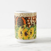 ひまわり茶色と黄色のライトで愛 コーヒーマグカップ (中央)