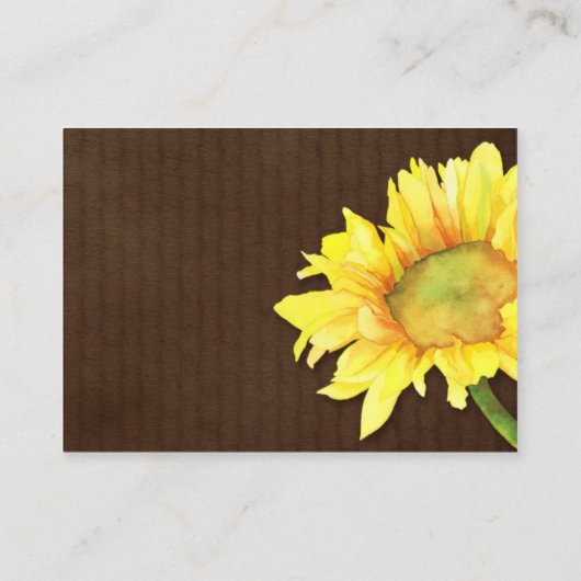 ひまわり茶色のウェディングレセプション エンクロージャーカード (裏面)
